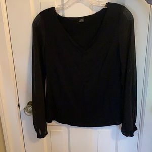 Black “Only Hearts” Mesh Sleeve Blouse